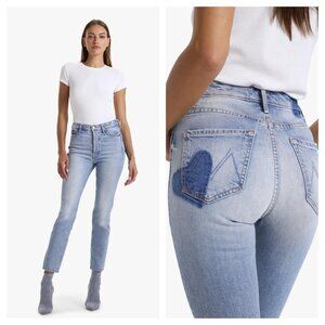 Mother The Button Fly Dazzler Ankle Jeans I Confess Wash Heart Blue Size 27